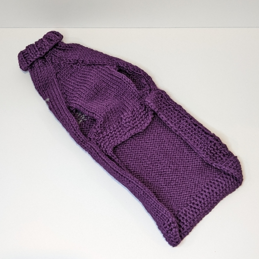 handmade Hand Knit Purple Dog Sweater Medium - Picture 3 of 5
